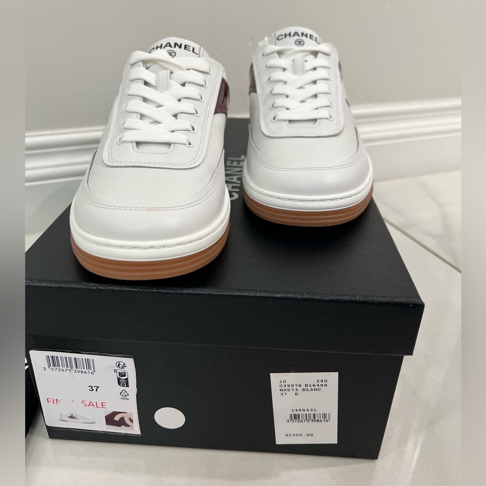 CHANEL Sport Skater White and Tan Sneakers - Picture 4 of 10